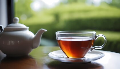 cup of tea and teapot on the table