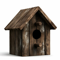 Rustic wooden birdhouse with a natural finish, perfect for garden decoration or attracting birds.