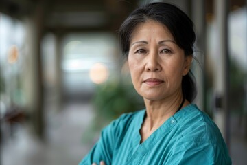 Portrait of a middle aged Asian female registered nurse