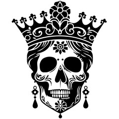 Beautiful queen skull silhouette