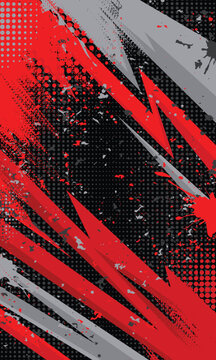 Red black geometric stripes racing wallpaper with abstract grunge brush strokes