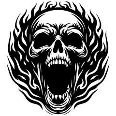 Roaring skull vector design