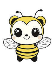 A cartoon bee with a yellow body and black stripes