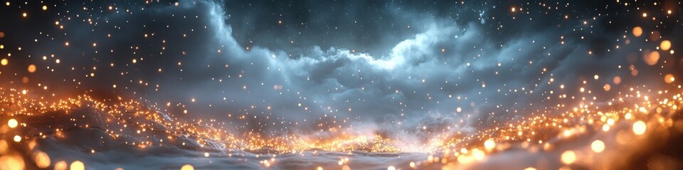 Naklejka premium Mesmerizing Cosmic Landscape Unveils Breathtaking Interstellar Phenomena with Stunning Stellar Clusters and Nebulae in Deep Space