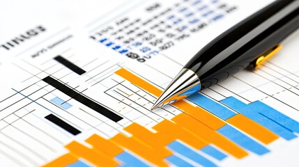 Obraz premium Business Chart and Pen for Analysis and Planning