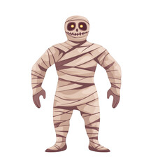 Scary Mummy Illustration with Transparent Background Isolated for Halloween Designs and Overlays