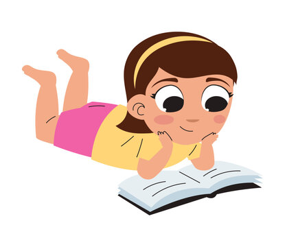 little girl reading book