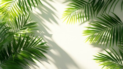 Fototapeta premium Palm Leaves and Shadow on a White Background