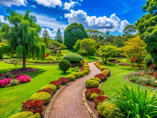Serene Landscape of Maurice Gibb Memorial Park with Lush Greenery and Peaceful Walking Paths