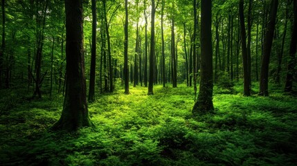 Fototapeta premium Sunlight in a Lush Forest