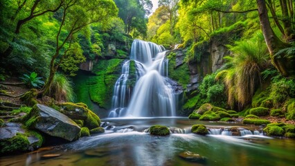 Serene Pinion Creek Falls Cascading Through Lush Green Forest in a Peaceful Natural Landscape