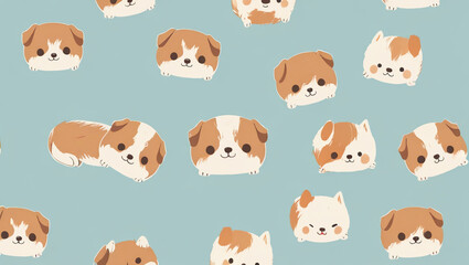 Fototapeta premium cute dog illustration seamless pattern