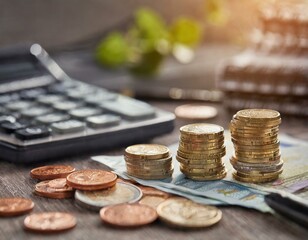 Argent avec calculatrice, concept de comptabilité