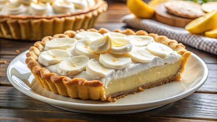 Creamy Delight A Slice of Buttery Crust Topped with Whipped Cream and Sweet Banana Slices
