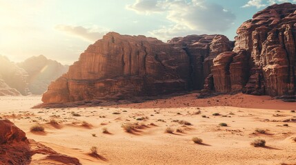 Desert Landscape with Rugged Cliffs