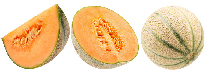 set of melons isolated on a white background