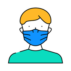 medical mask face line icon vector. medical mask face sign. isolated symbol illustration