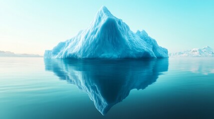 A Single Iceberg Floating in a Calm Blue Sea