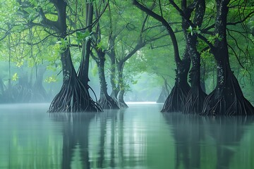 mangrove forest in the morning