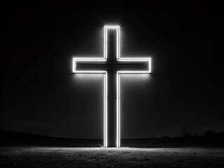 Naklejka premium Simple Cross Outline in Black and White with Clean Lines Ideal for Religious and Spiritual Themes