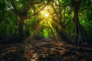 mangrove forest in the morning