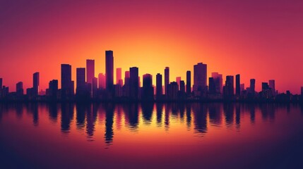 Fototapeta premium City Skyline at Sunset