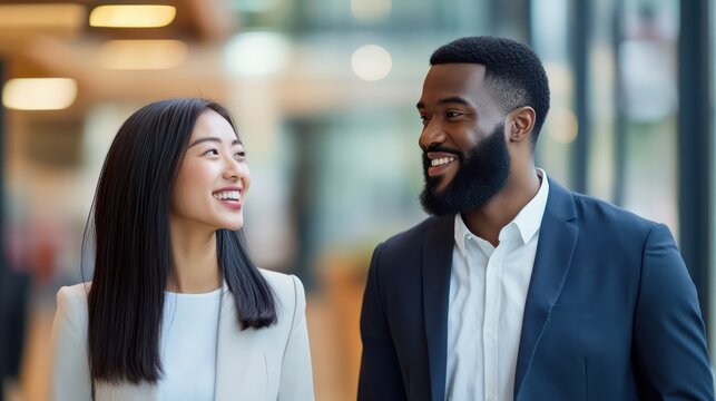 Asian and African American professionals focusing on eco-friendly personal branding, promoting sustainability and ethical values