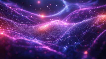 Fototapeta premium Abstract digital network with glowing data nodes