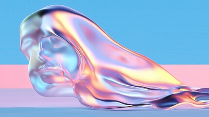Fototapeta premium Abstract Holographic Liquid Form in Vibrant Colors
