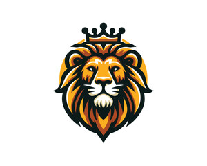King Lion Head Logo Design Vector illustration