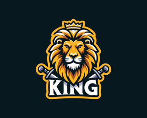 King Lion Head Logo Design Vector illustration