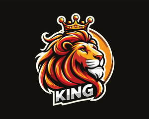 King Lion Head Logo Design Vector illustration