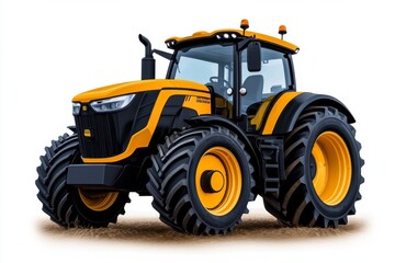 Obraz premium Simple minimalist icon of a smart tractor, representing automation and agricultural advancements through rural innovation