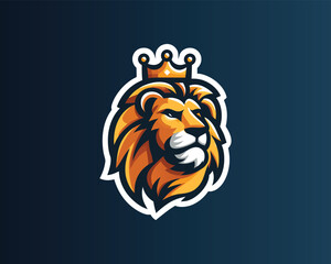 King Lion Head Logo Design Vector illustration