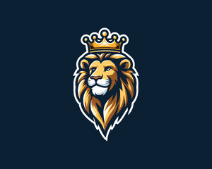 King Lion Head Logo Design Vector illustration