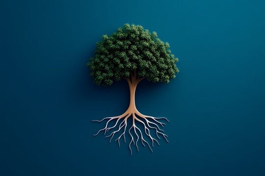 Simple minimalist line drawing of a tree with roots and branches interwoven, representing the interconnectedness of all life in monism