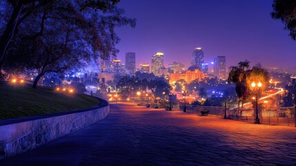 Obraz premium A vibrant balboa park city skyline illuminated at night, showcasing urban beauty.