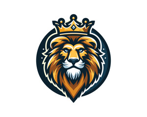 King Lion Head Logo Design Vector illustration