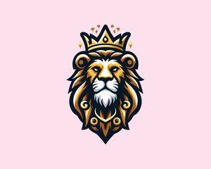 King Lion Logo Design Vector illustration