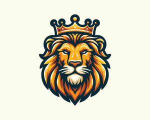 King Lion Head Logo Design Vector illustration