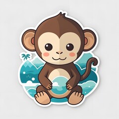 Fototapeta premium cute monkey coloring book