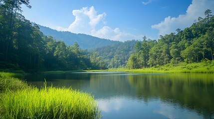 Fototapeta premium 135. A scenic view of a healthy ecosystem thriving in a national park