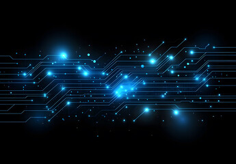 Obraz premium Abstract blue circuit line vector background design on a black background design represents technology and digital design concepts. Vector illustration design