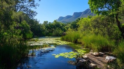 135. A scenic view of a healthy ecosystem thriving in a national park
