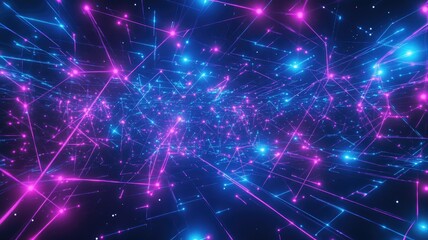 Fototapeta premium Abstract Digital Network with Glowing Pink and Blue Lines