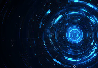 Abstract blue digital technology background design with laser target vector illustration design. High-tech network and cyber security concept on a black background design