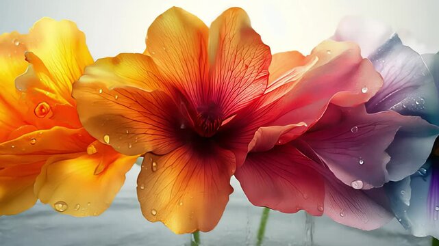Beautiful abstract colorful flower design. Created with generative AI.
