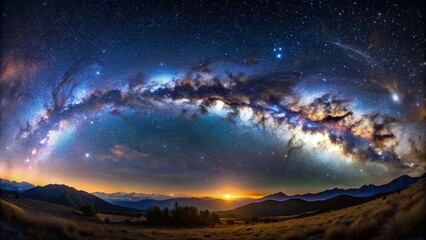 Stunning Galaxy with Vibrant Stars and Cosmic Dust in the Depths of Outer Space at Nighttime