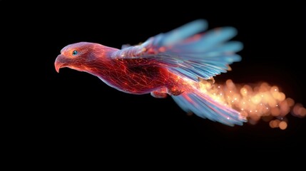 Fototapeta premium Abstract Firebird in Flight with Glowing Trail 3D Render