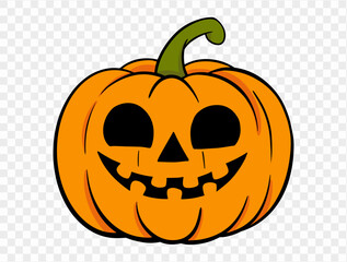 Hand drawn Halloween pumpkin, brush stroke style, isolated on transparent background (PNG), perfect for Halloween party posters, brochures, or online ads, vector illustration.